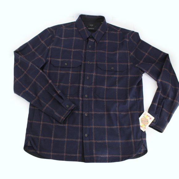 Vince Wool Blend Crosshatch Windowpane Classic Fit Button Down Shirt Jacket XL - Picture 3 of 16